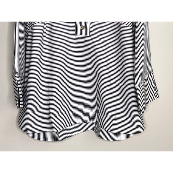 Hinson Wu Aileen Striped 3/4 Sleeve Button Back Popover Shirt Black/White 14 NWT - Picture 4 of 12